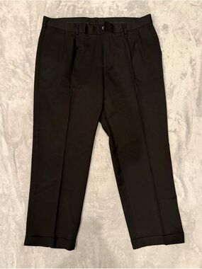 Van Heusen Black Dress Pants with Subtle Pinstripe Trim